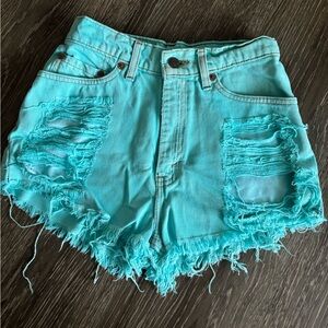Levi’s Turquoise denim shorts